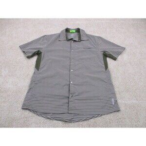 Club Ride Shirt Men Small Gray Green Snap Up Vented Performance Outdoor Cycling